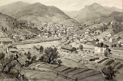 View of Idrija and Idrijca with Rakes by Ladislav Benesch